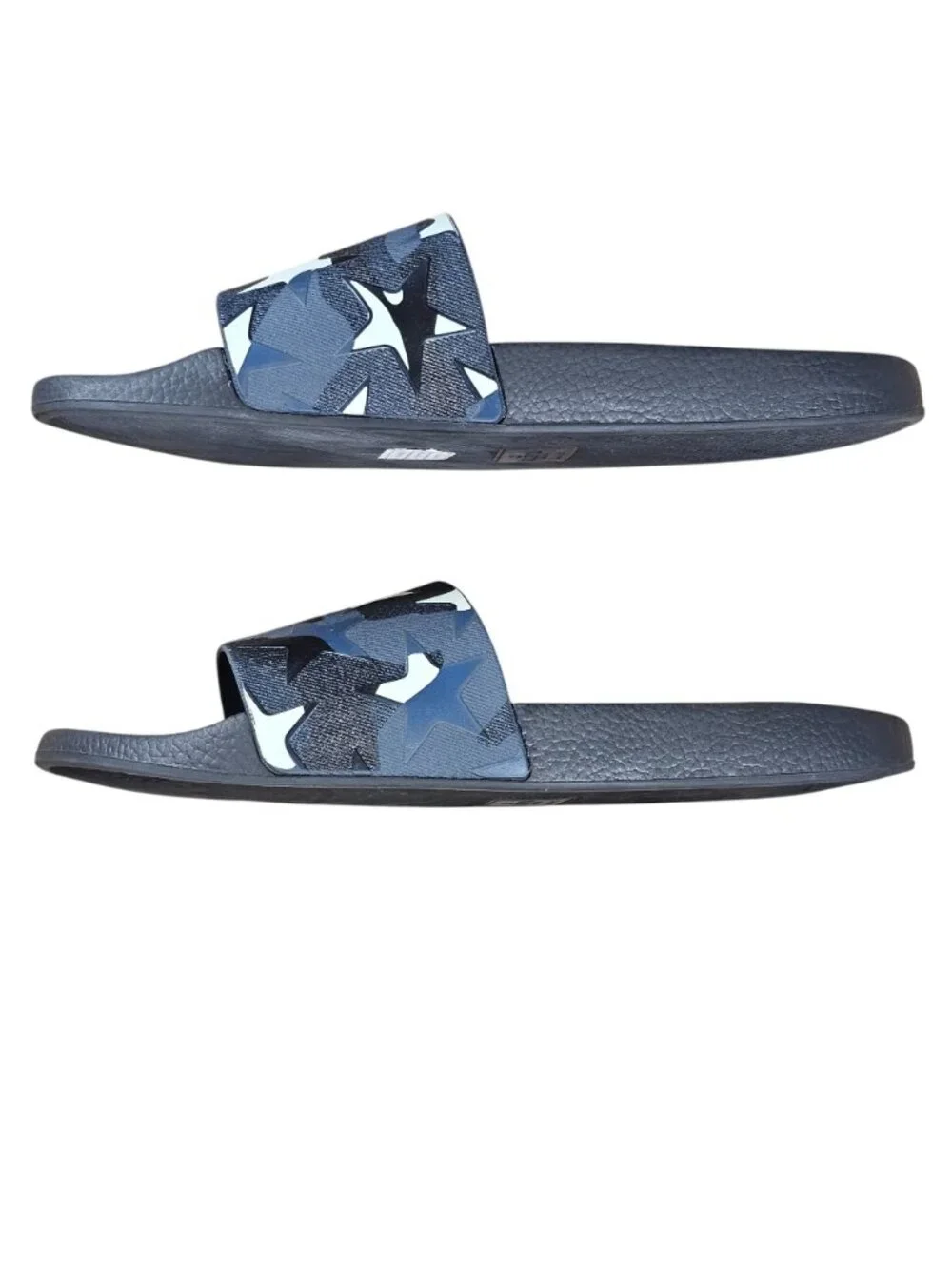 Valentino Garavani Camo Star Print Rubber Slides EU 46 US 13 UK 12 Black Blue